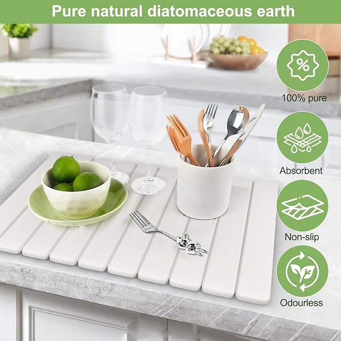 Upgraded Stone Dish Drying Mat Quick Dry Leakproof, 24x16 Large Drying Matt - Image 5