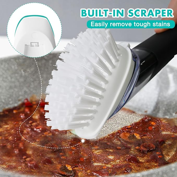 2 Pack Soap Dispensing Dish Brush, Dish Scrub Brush - Image 4