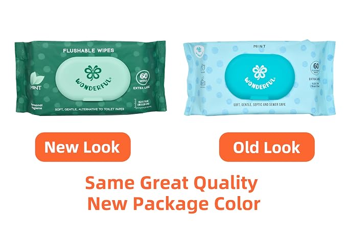 WONDERFUL Flushable Wipes, Mint 100% Plant-Based Wet Butt Wipe - Image 8