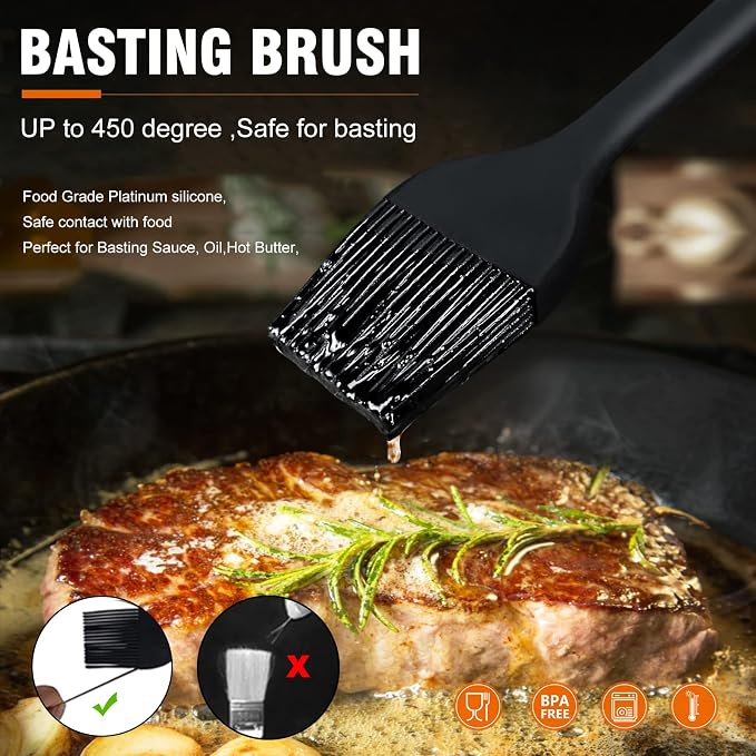 Walfos Silicone Basting Brush Set, 5 Pieces Heat Resistant Pastry Brush - Image 4