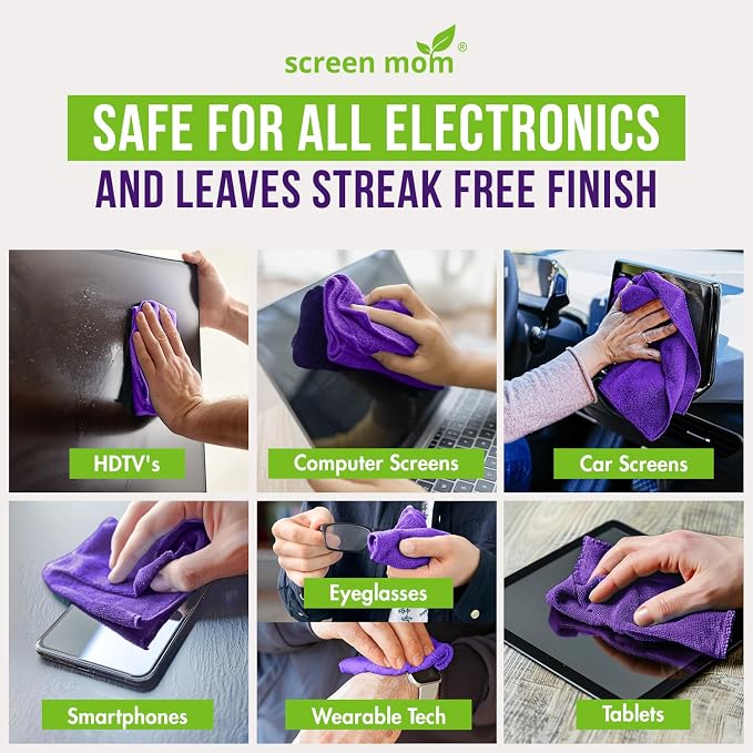 Screen Mom Screen Cleaner Purple Microfiber Cloths - Image 4