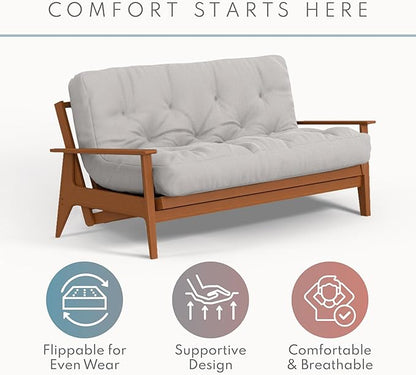 Royal Sleep Products by The Futon Factory 6 inch Foam Futon Mattress - Solid Denim Blue Cover - Full Size - CertiPUR Certified Foams - Made in USA - Replacement Mattress - (Frame not Included)