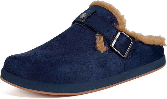 Fur Lined Clogs for Women Men Suede Winter Slippers Arch Support Slip on Mules by Hsyooes