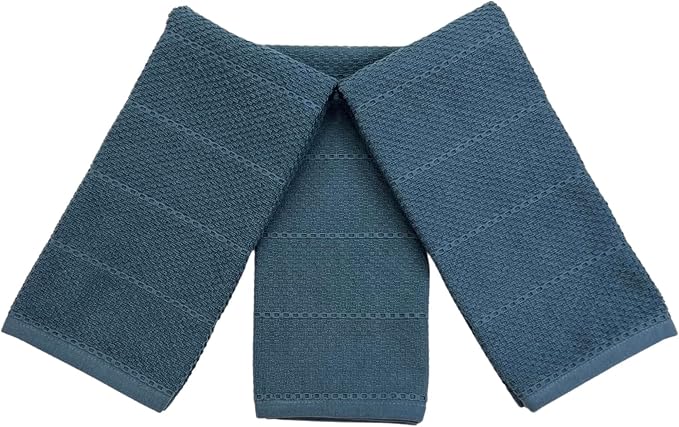 Serafina Home Teal Dark Blue Kitchen Dish Hand Towels 100% Cotton Cloth Soft - Image 6
