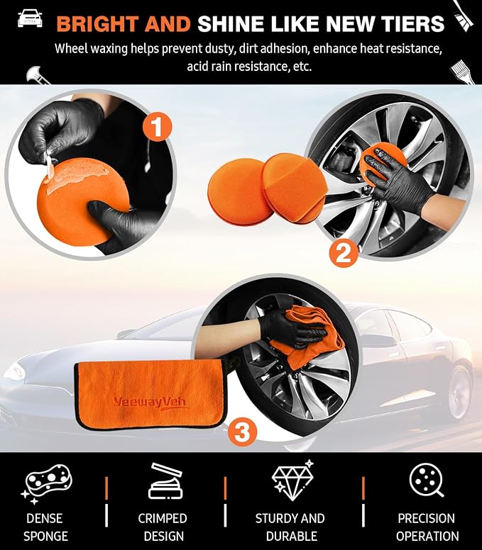 YeewayVeh 8PCS Ultimate Wheel and Tire Brush Kit | 2-Size 360° Bendable Wheel - Image 5