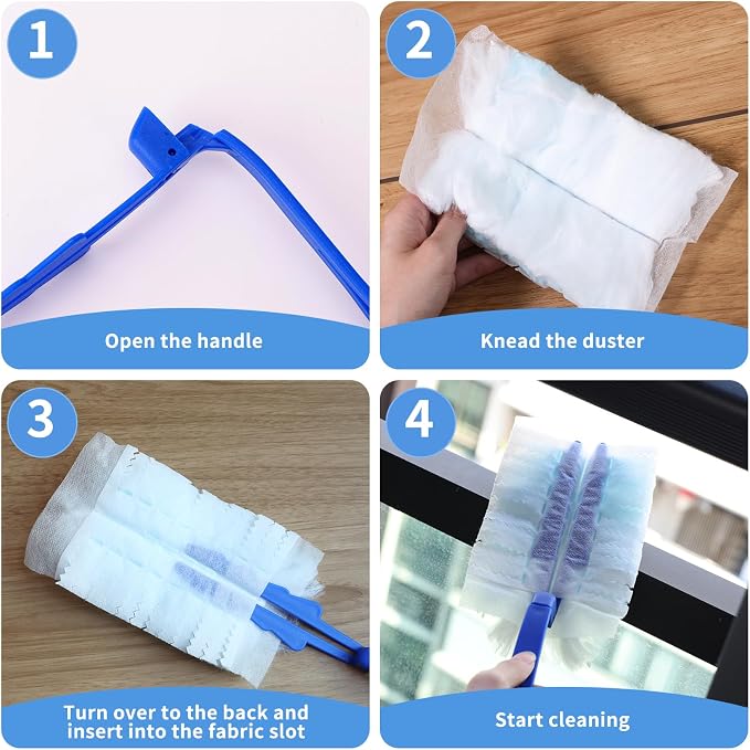 60 Pcs Blue Duster Refills Static Dust Removal Brush Disposable Replacement Head - Image 4