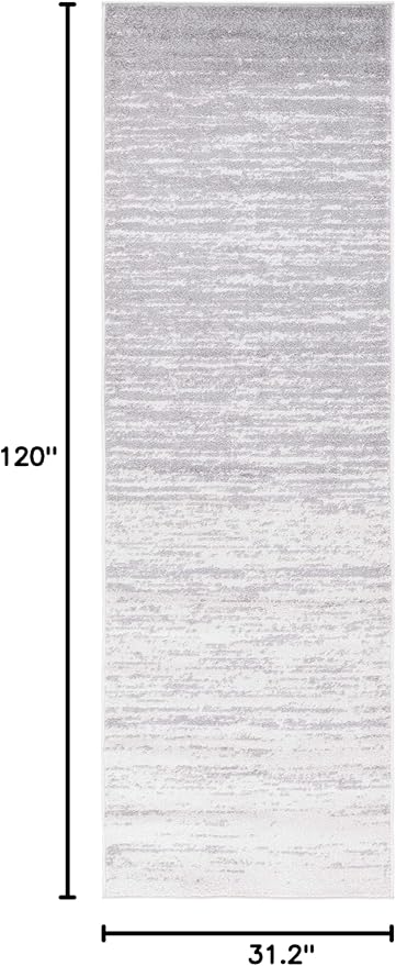 SAFAVIEH Adirondack Collection Runner Rug - 2'6" x 10', Ivory & Silver, Modern Ombre Design, Non Shedding & Easy to Clean, Ideal for Hallway, Foyer, Kitchen, Entryway, Bedroom (ADR113B)