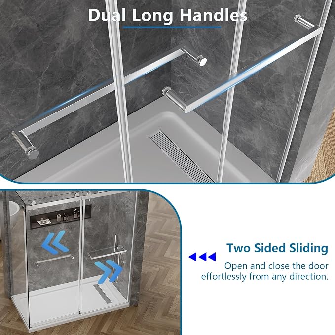 60x76 in Frameless Double Sliding Shower Door - Image 7