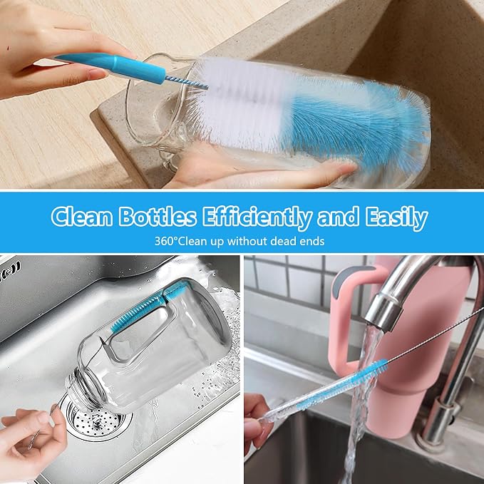 5 Pack Bottle Cleaner Brush, 15 Inches Stainless Steel Long Handle Baby Bottle - Image 3