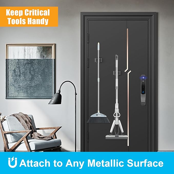 4PCS Magnetic Mop Broom Holder – Heavy Duty, Anti-Slip Wall Mount - Image 5