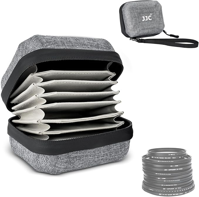JJC Hard Shell Camera Lens Filter Case Up to 67mm, Water Resistant & Dustproof by JJC