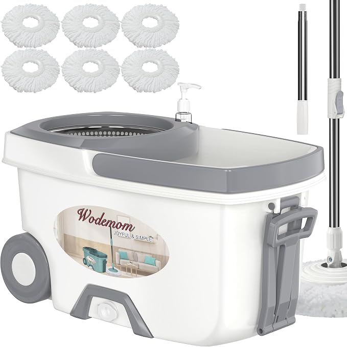 Mop and Bucket with Wringer Set, Spin Mop and Bucket System, Mops by Wodemom