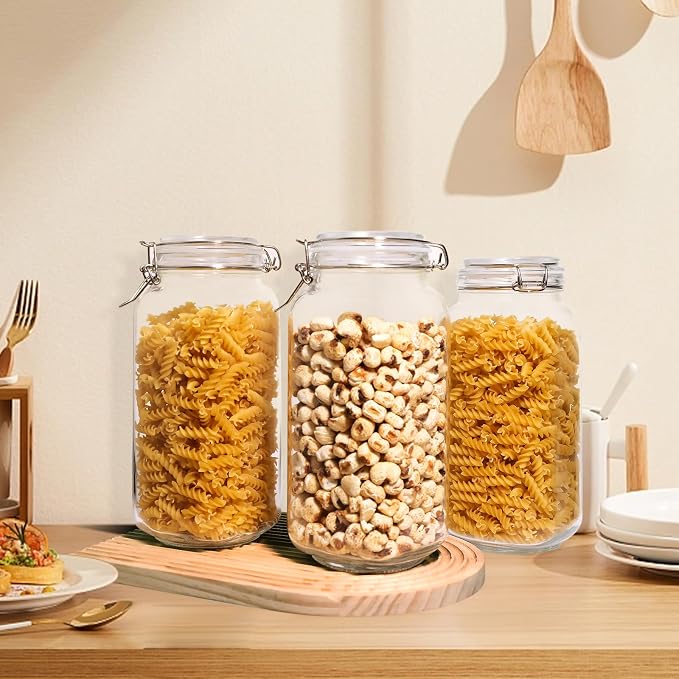 Glass Jars with Airtight Lid, Large Glass Food Storage Jars, 3 Pack Wide Mouth - Image 6