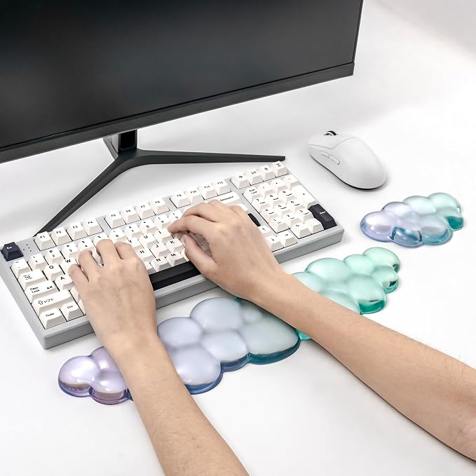 Gel Keyboard and Mouse Wrist Rest Set – Clear Cloud Wrist Rest - Image 4