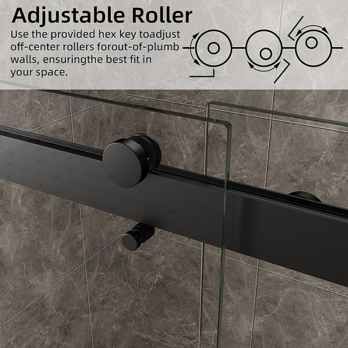 56-60" W x 74" H Frameless Shower Door, Double Sliding Shower Door - Image 6