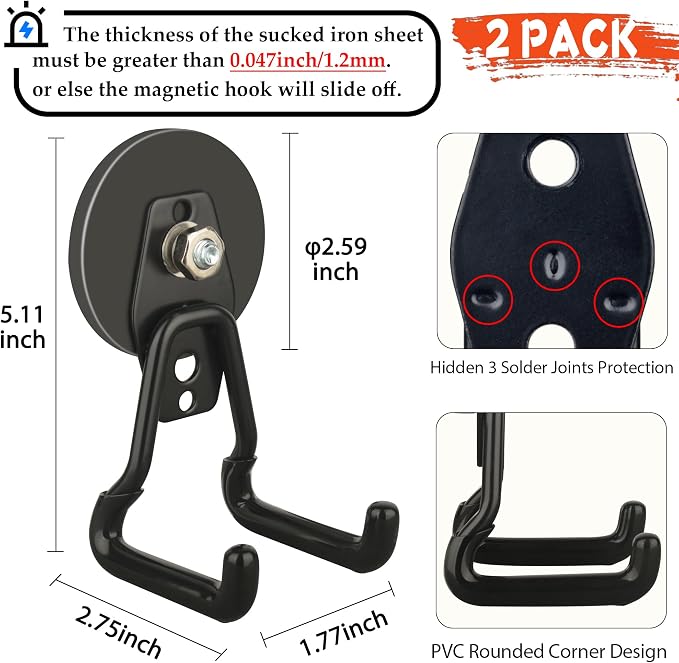 ULIBERMAGNET New Upgraded Large Magnetic Hooks, Strong Heavy Duty Magnet Hooks - Image 3