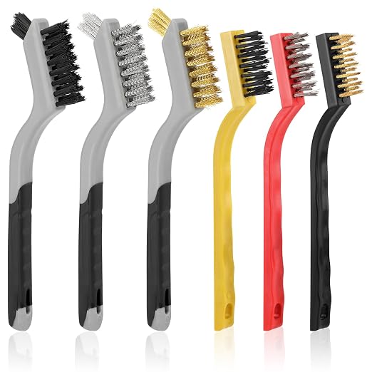 6 Pieces Wire Brushes Set, Small Metal Brass Brush, Stainless Steel Brush by MOWPOG