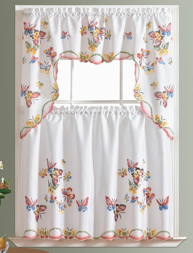 GOHD - 3pcs Kitchen Curtain/Cafe Curtain Set, Air-Brushed by Hand of Flying - Image 3