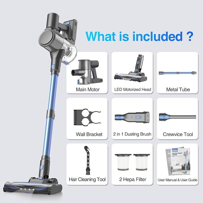 Zefiro Cordless Vacuum Cleaner for Home, 550W /48Kpa 50Mins Stick Vacuum - Image 8