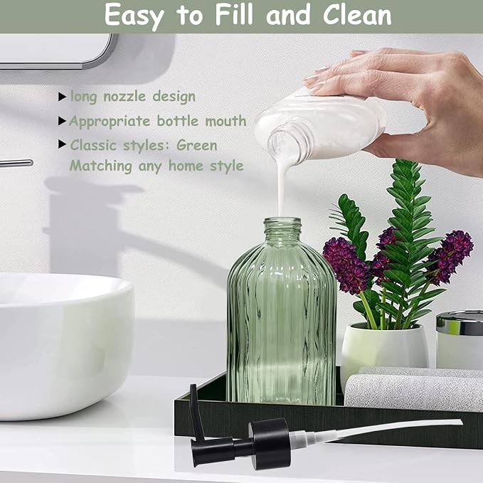 Green Glass Soap Dispenser - Image 3
