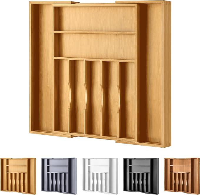 Large Premium Bamboo Silverware Organizer by oridom