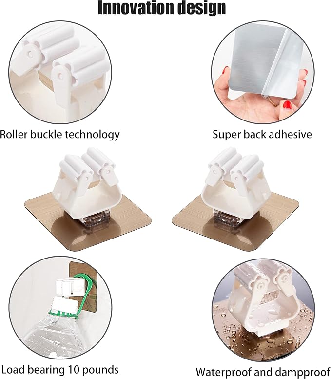 Self-Adhesive Mop Holder, Broom Wall Mounted Rack, Sweeper Gripper Hanger - Image 3