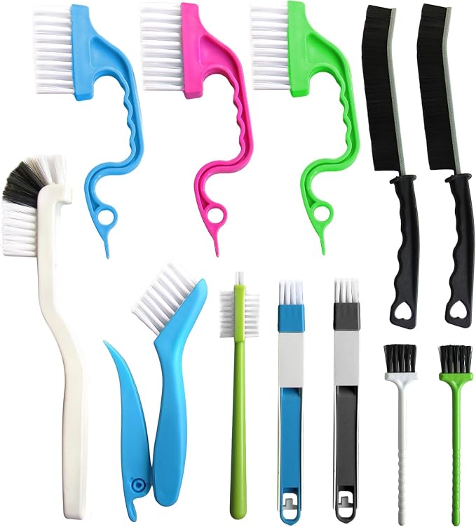 12Pcs Small Cleaning Brush, Crevice Gap Cleaning Brush, Door Window Track by CRAFNEW