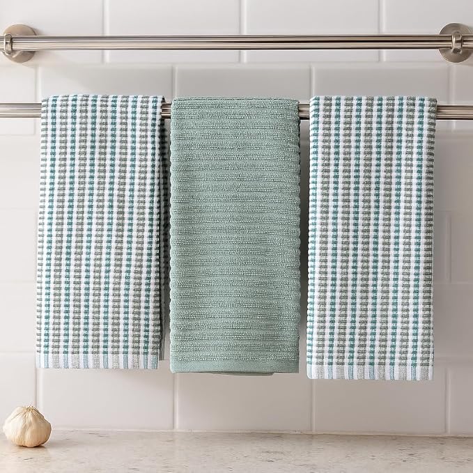 Serafina Home Sage Green Kitchen Dish Towels- Set of 3 100% Cotton Soft - Image 6