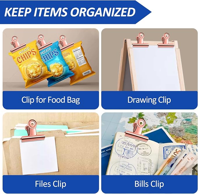 10 Pack Large Metal Hinge Clips 2.5 Inches Bull Hinge Paper Clips Bulldog Clips - Image 6
