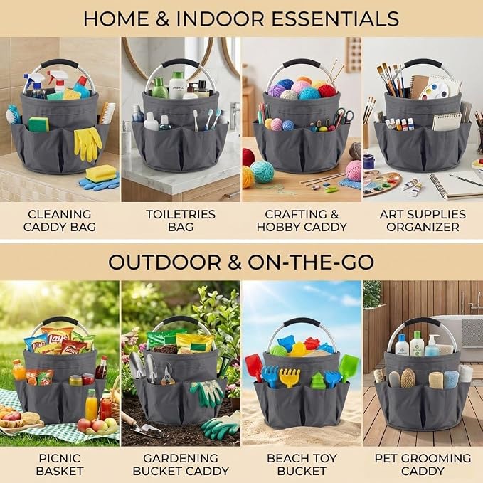 Multifunctional 17L Cleaning Caddy, Foldable 600D Organizer Bag - Image 7