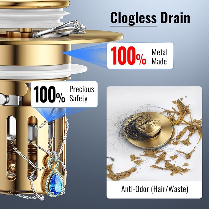 Bathroom Sink Stopper-All Metal Sink Stopper-Universal Fit 99% Bathroom Stopper - Image 3