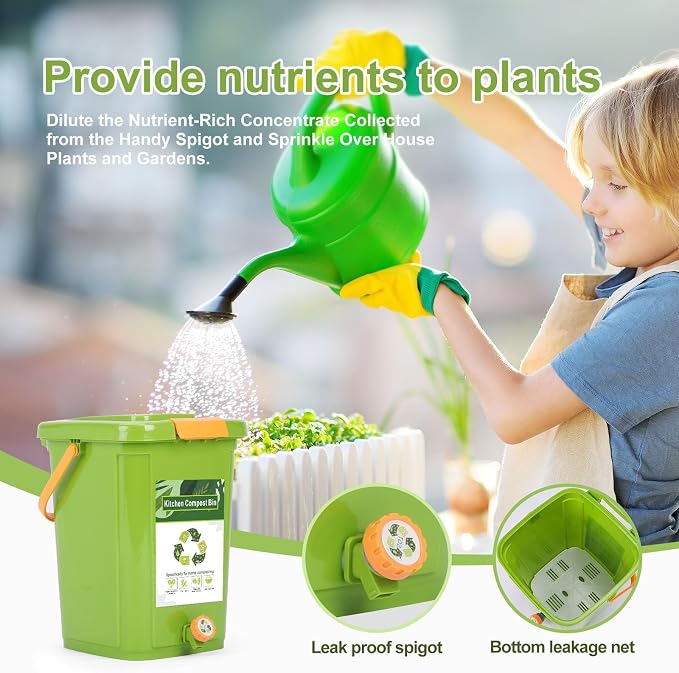Compost Bin Outdoor, 21 L Garden Composting Bin Bags, Breathable Screen Window - Image 3