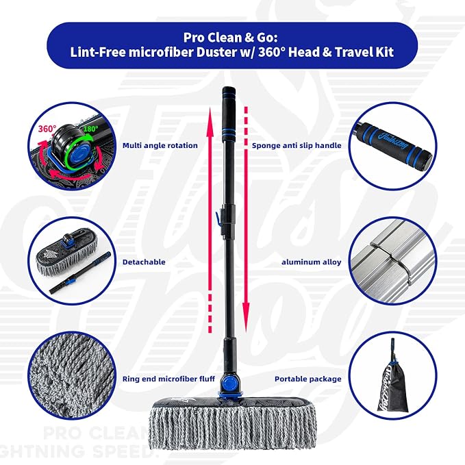 Flash Dog Car Duster Exterior Scratch Free Aluminum Alloy Extendable Handle and - Image 6