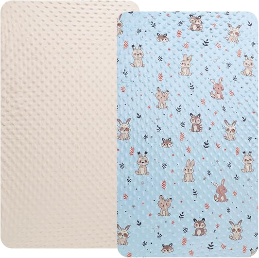 Dot Bassinet Sheet Set 2 Pack Stretch Fitted Bedside Sleeper Bassinet Sheets Sheets,Ultra Soft, for Baby Girls and Boys Cream, Rabbit