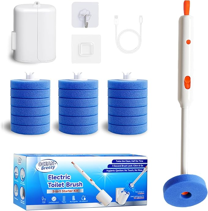 Electric Toilet Brush and Holder Set, 2025 New 4-in-1 Disposable Scrub Kit - Image 8