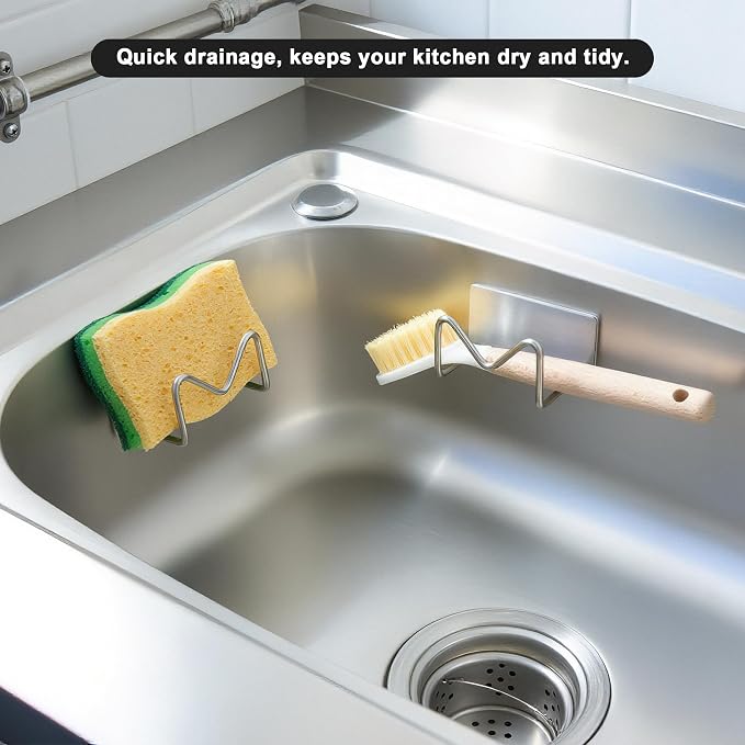 2-Pack Stainless Steel Sponge Holder, Kitchen Sink Caddy Organizer, SUS304 - Image 4