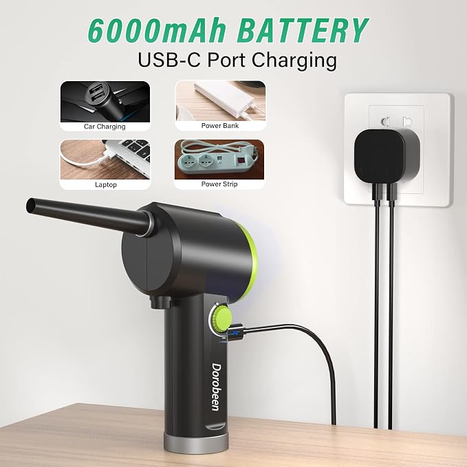 DOROBEEN Compressed Air Duster, Cordless Handheld Air Blower, Stepless Speed - Image 2