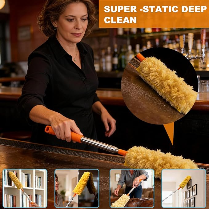100 Inch Extended Handle Duster Heavy Duty Dusting 360° Duster Refills Kit - Image 4