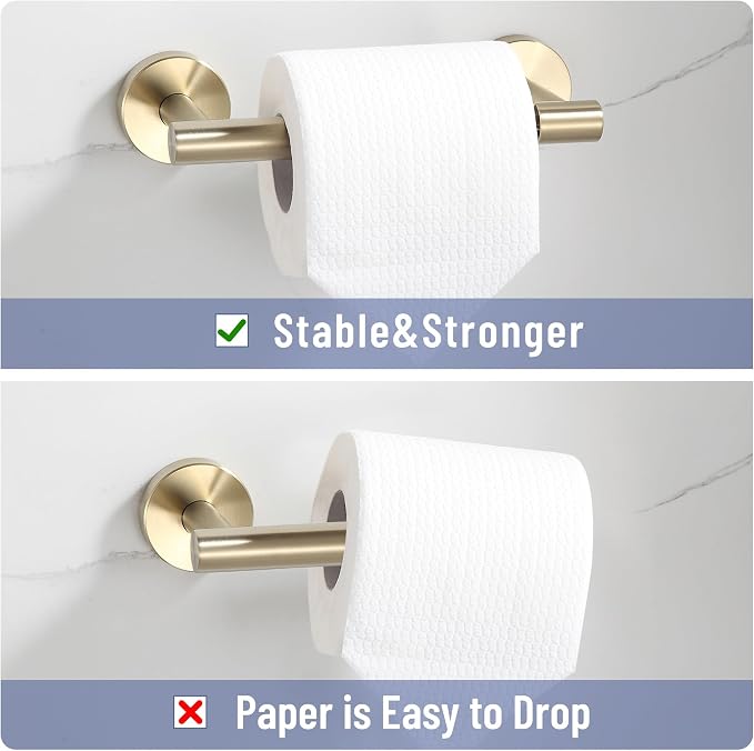 BVL Toilet Paper Holder Brushed Gold Wall Mount Stainless Steel 304 Large Mega - Image 3