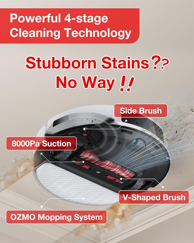 Yeedi C12 Robot Vacuum Cleaner and Mop, 8000Pa Strong Suction, ZeroTangle Brush - Image 5