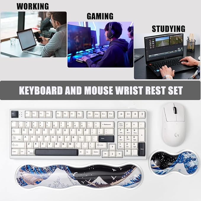 Ergonomic Silicone Gel Keyboard and Mouse Wrist Rest Set – Clear Wrist Rest - Image 2
