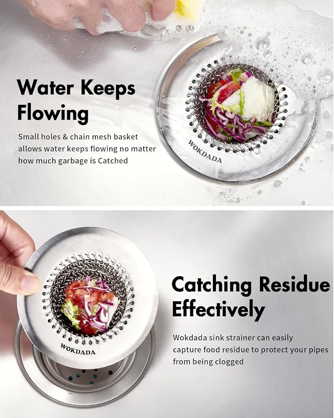 Revolutionary Kitchen Sink Drain Strainer/Patented Reversible Chain Mesh - Image 3
