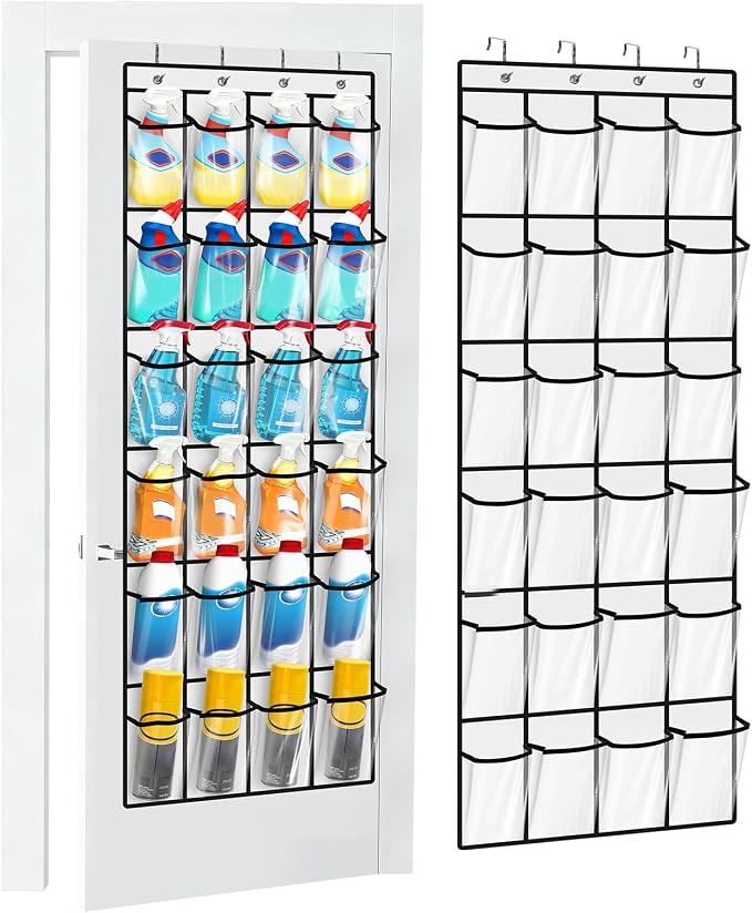 Clear Cleaning Supplies Organizer, Cleaning Products 24 Pockets Large Capacity by CollectHall