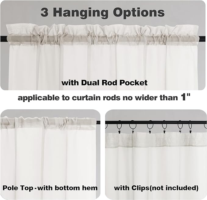Chyhomenyc Ivory Sheer Curtains 96 Inch Length 2 Panels Set, Elegant Light - Image 6