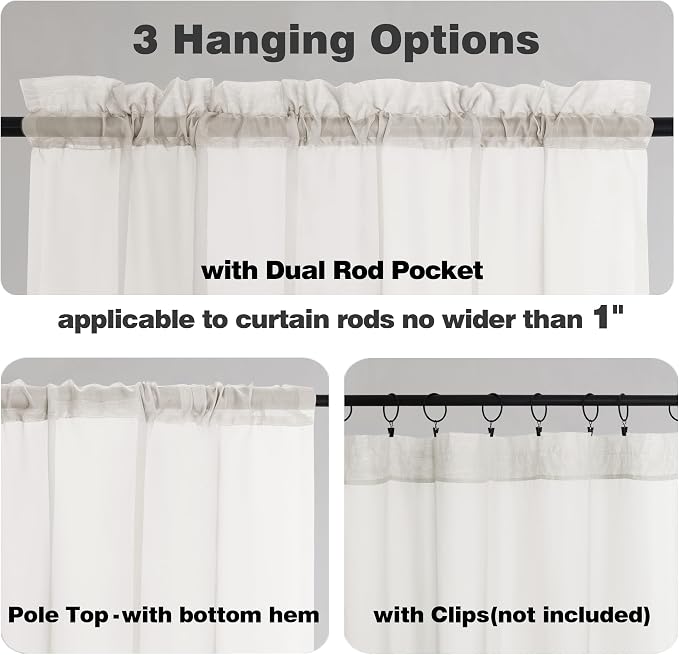Chyhomenyc Sheer Window Valance Curtains, Light Filtering Valances Windows - Image 3