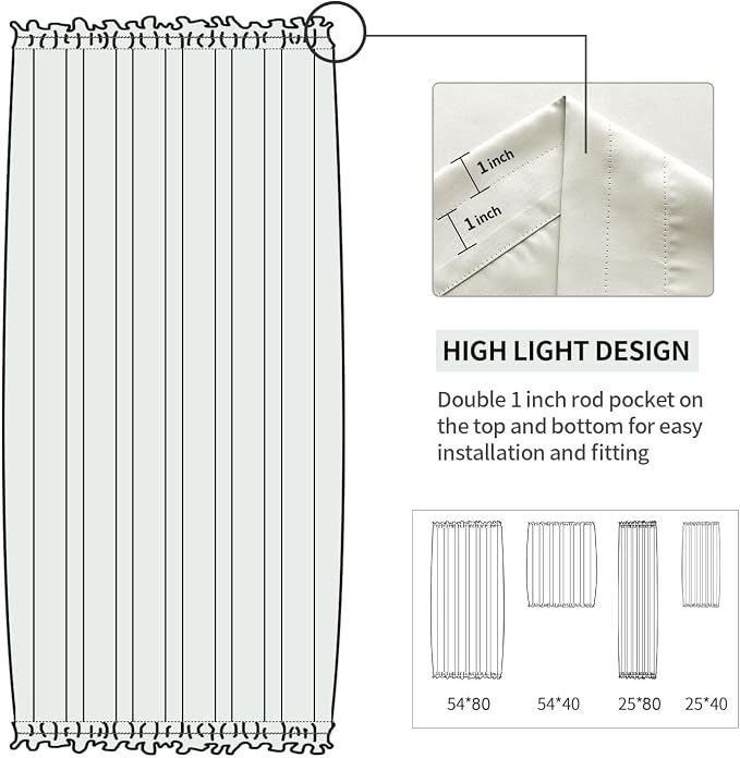 DWCN French Door Curtains Rod Pocket Thermal Blackout Curtain - Image 3