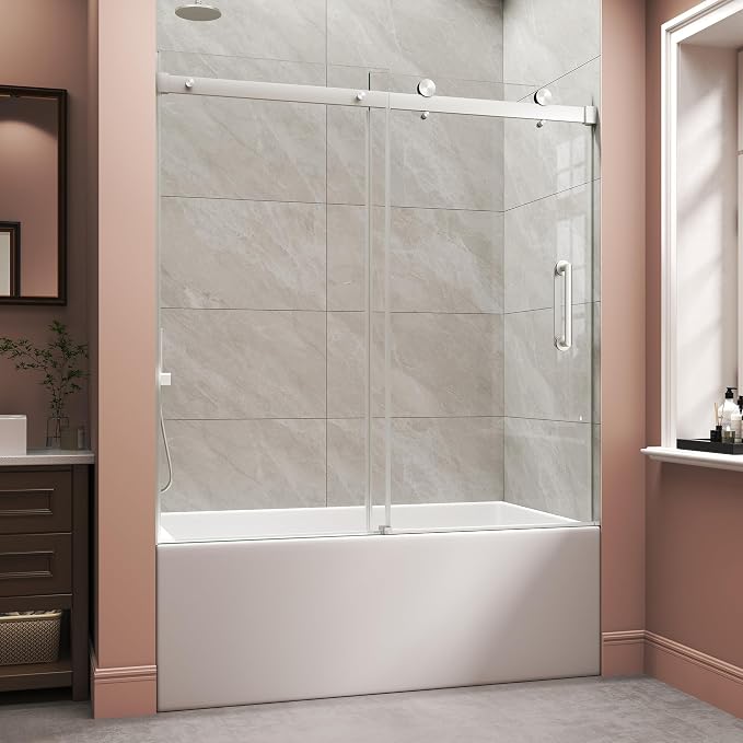 Frameless Bathtub Shower Door, Tub Sliding Door by LMLMD