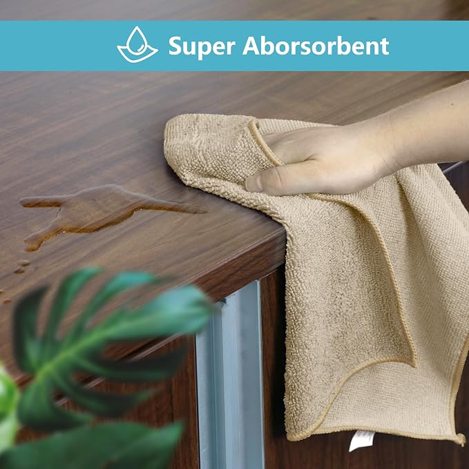 HOMEXCEL Brown Microfiber Cleaning Cloth, 8 Pack Cleaning Towels - Image 4