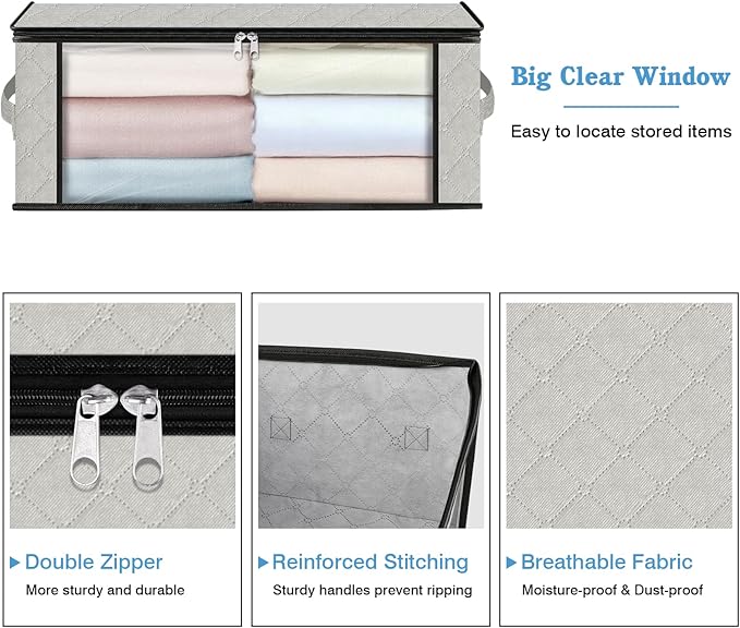 HomeHacks Storage 4-Pack Clothes Organizer Storage Bags Foldable Storage Box - Image 4