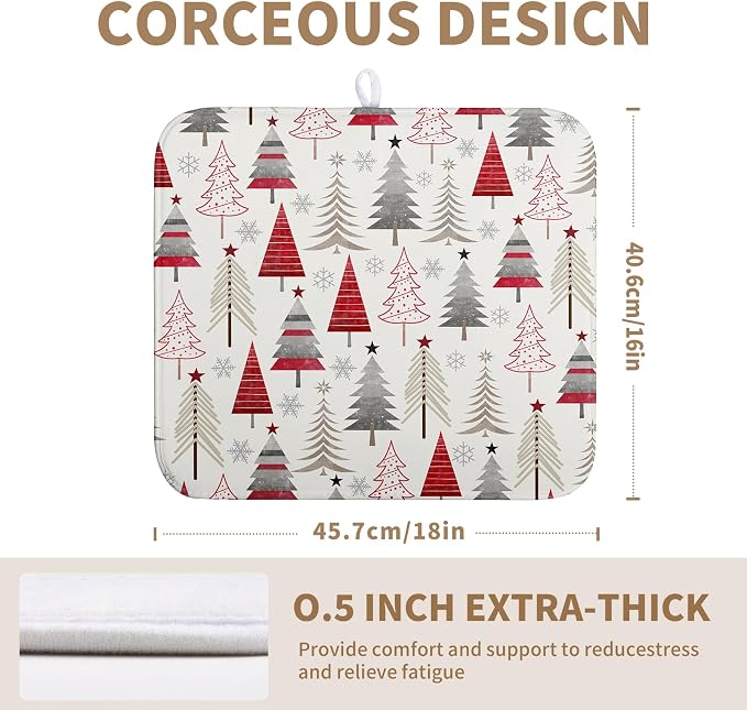 Christmas Dish Drying Mats for Kitchen Counter Xmas Tree Drying Mat Winter - Image 2